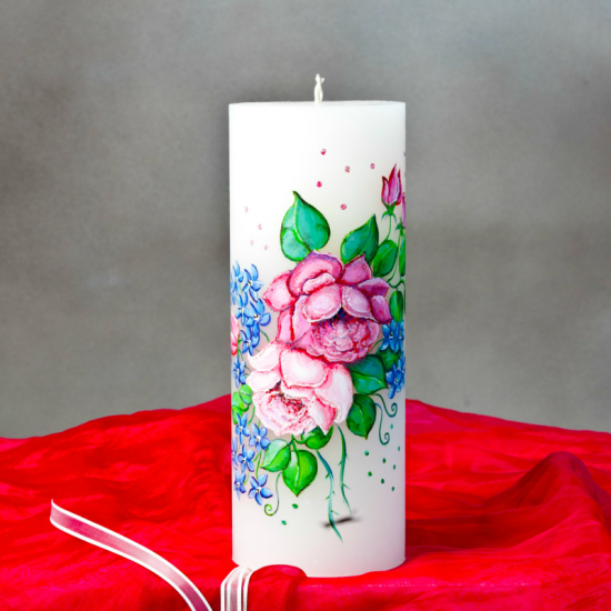Κερί Γάμου Ζωγραφιστό - Τριαντάφυλλο